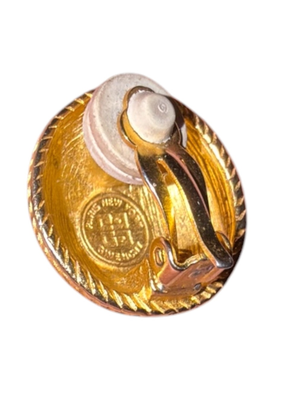 GIVENCHY GOLDTONE 1980's-1990's clip earrings STAMPED - Picture 2 of 3